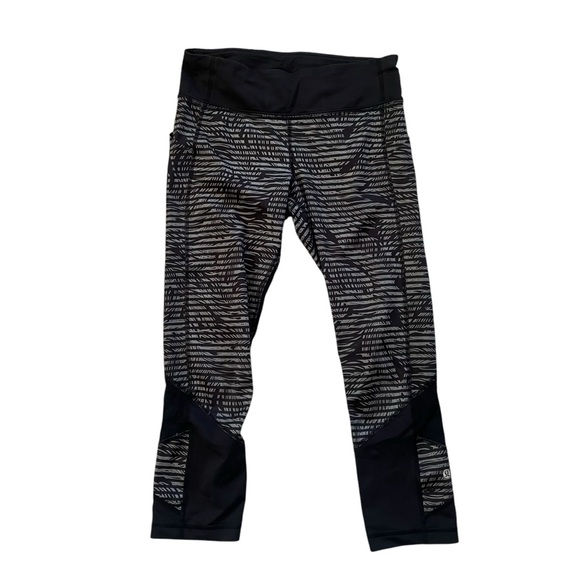 Lululemon Pace Rival Crop *Full-On Luxtreme Stripe Play Slate Black / Black - Picture 10 of 13